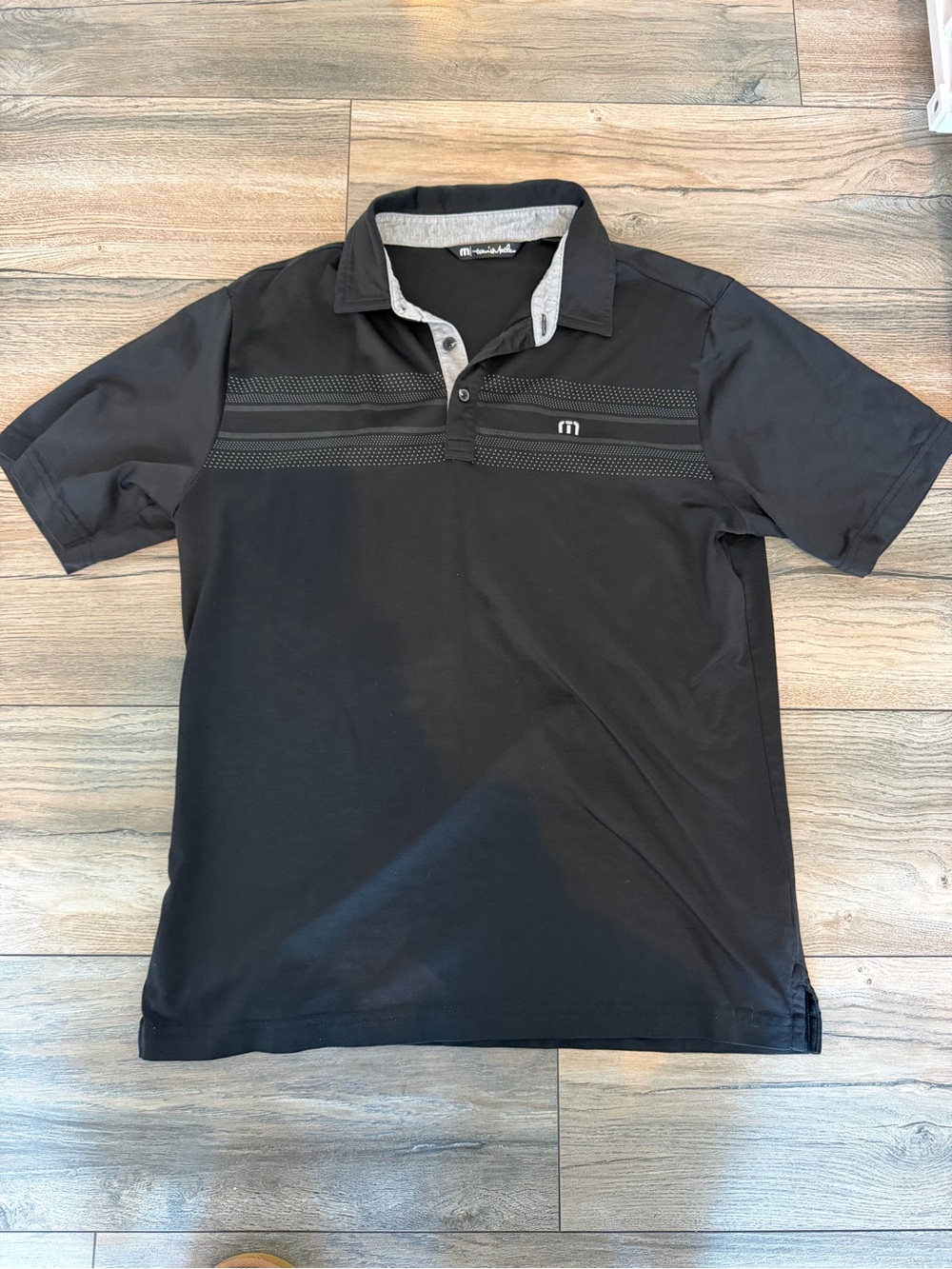 Travis Mathew Black Polo with Gray Collar Trim